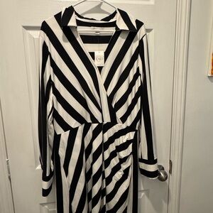 Cato Black and White Striped Long Sleeve Dress